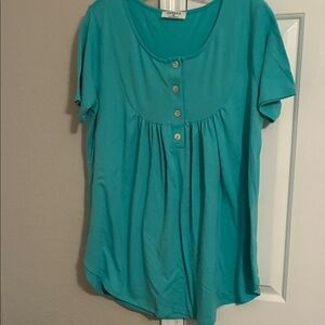 Zenana Outfitters Teal Button-Up Blouse